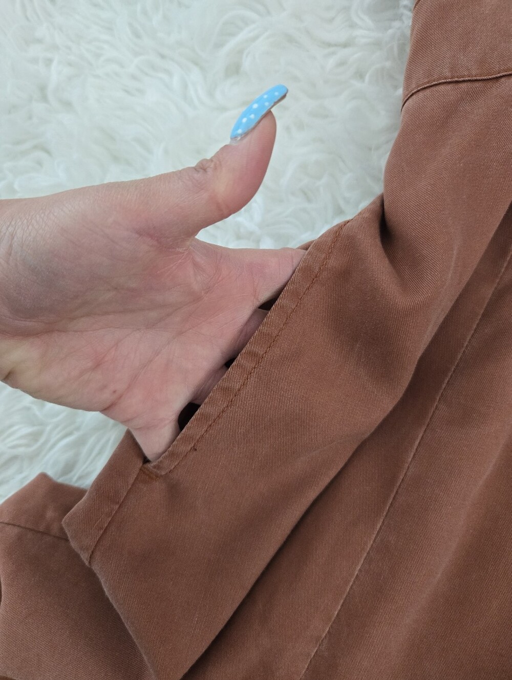 Quince Rust Button-Front Mini Dress - Picture 6 of 11